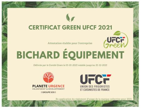 Certificat Green Bichard Equipement